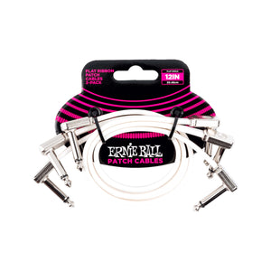 Ernie Ball 12 Inch Right Angle to Right Angle Flat Ribbon Pedalboard Patch Cable, 3-Pack