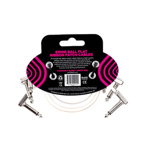 Ernie Ball 12 Inch Right Angle to Right Angle Flat Ribbon Pedalboard Patch Cable, 3-Pack