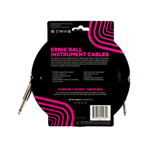 Ernie Ball 10FT Braided Straight to Straight Instrument Cable, Purple Black