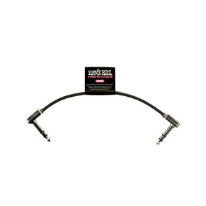 Ernie Ball 6 inch Single Flat Ribbon Stereo Patch Cable, Black