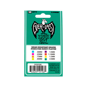 Ernie Ball Everlast Delrin 2.0mm Guitar Picks, Teal, 12-pack