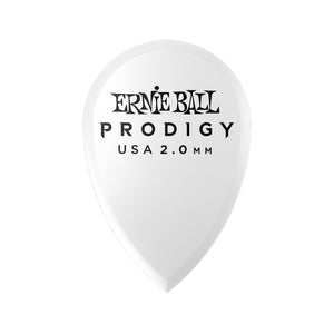 Ernie Ball 2.0mm Teardrop Prodigy Guitar Picks, 6-Pack, White