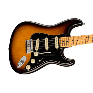 Fender American Ultra Luxe Stratocaster Electric Guitar, Maple FB, 2-Color Sunburst