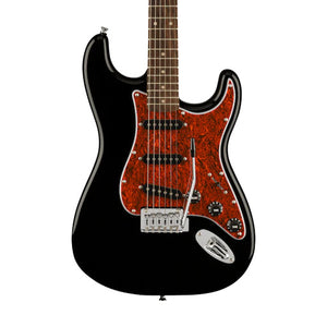Squier FSR Affinity Series Stratocaster Electric Guitar w/Tortoiseshell Pickguard, Laurel FB, Black