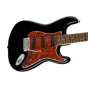 Squier FSR Affinity Series Stratocaster Electric Guitar w/Tortoiseshell Pickguard, Laurel FB, Black