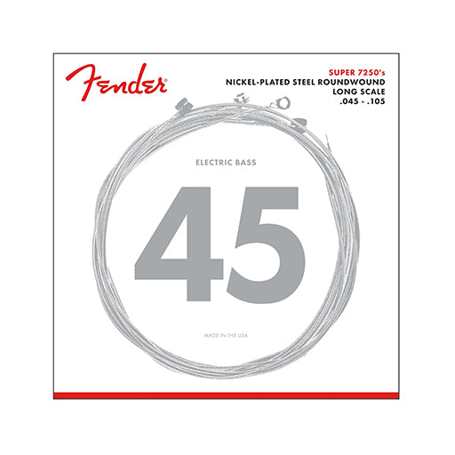 Fender 7250M Nickel Plated Steel Roundwound Long Scale Bass Guitar Strings, 45-105