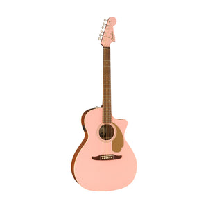 Fender FSR California Newporter Player Medium-Sized Acoustic Guitar, Walnut FB, Shell Pink