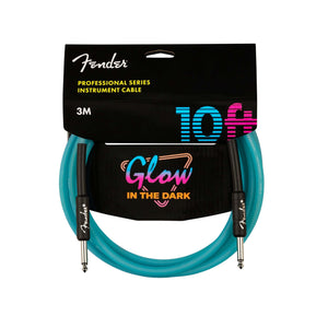 Fender 10 FT Professional Series Glow in the Dark Instrument Cable, Blue