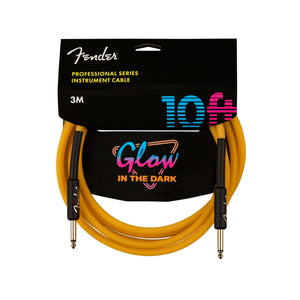 Fender 10 FT Professional Series Glow in the Dark Instrument Cable, Orange