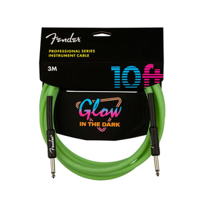 Fender 10 FT Professional Series Glow in the Dark Instrument Cable, Green