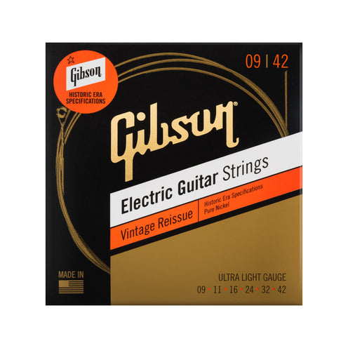 Gibson Vintage Reissue Electic Guitar Strings, Ultra Light, .009-.042