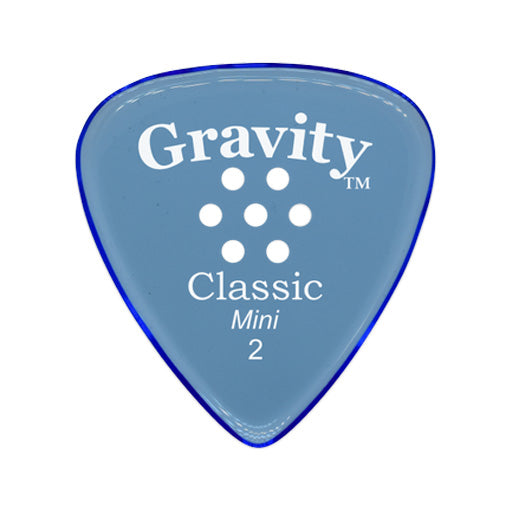 Gravity Classic Mini 2.0mm Guitar Pick w/Multi-hole Grip, Polished Blue