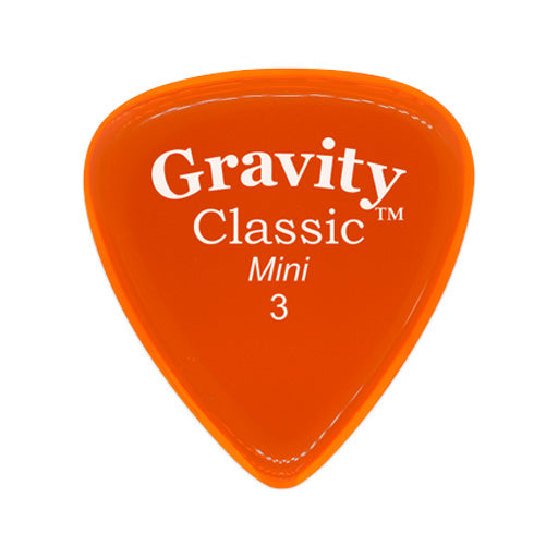 Gravity Classic Mini 3.0mm Guitar Pick, Polished Orange