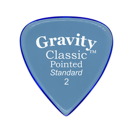 Gravity Classic Pointed Standard 2.0mm Guitar Pick, Polished Blue