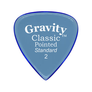 Gravity Classic Pointed Standard 2.0mm Guitar Pick, Polished Blue