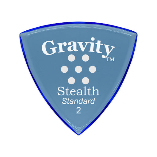 Gravity Stealth Standard 2.0mm Guitar Pick w/ Multi-hole Grip, Polished Blue