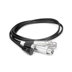 Hosa Camcorder Microphone Cable, Dual XLR3F to Right-angle 3.5 mm TRS, 2 ft