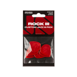 Jim Dunlop 570P1.38 RockIII Nylon Custom Jazz III Guitar Pick, Pack of 6