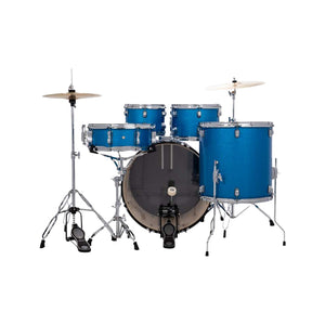 Ludwig LC19519 Accent Drive 5-Piece Drums Set w/Hardware+Throne+Cymbal, Blue Sparkle