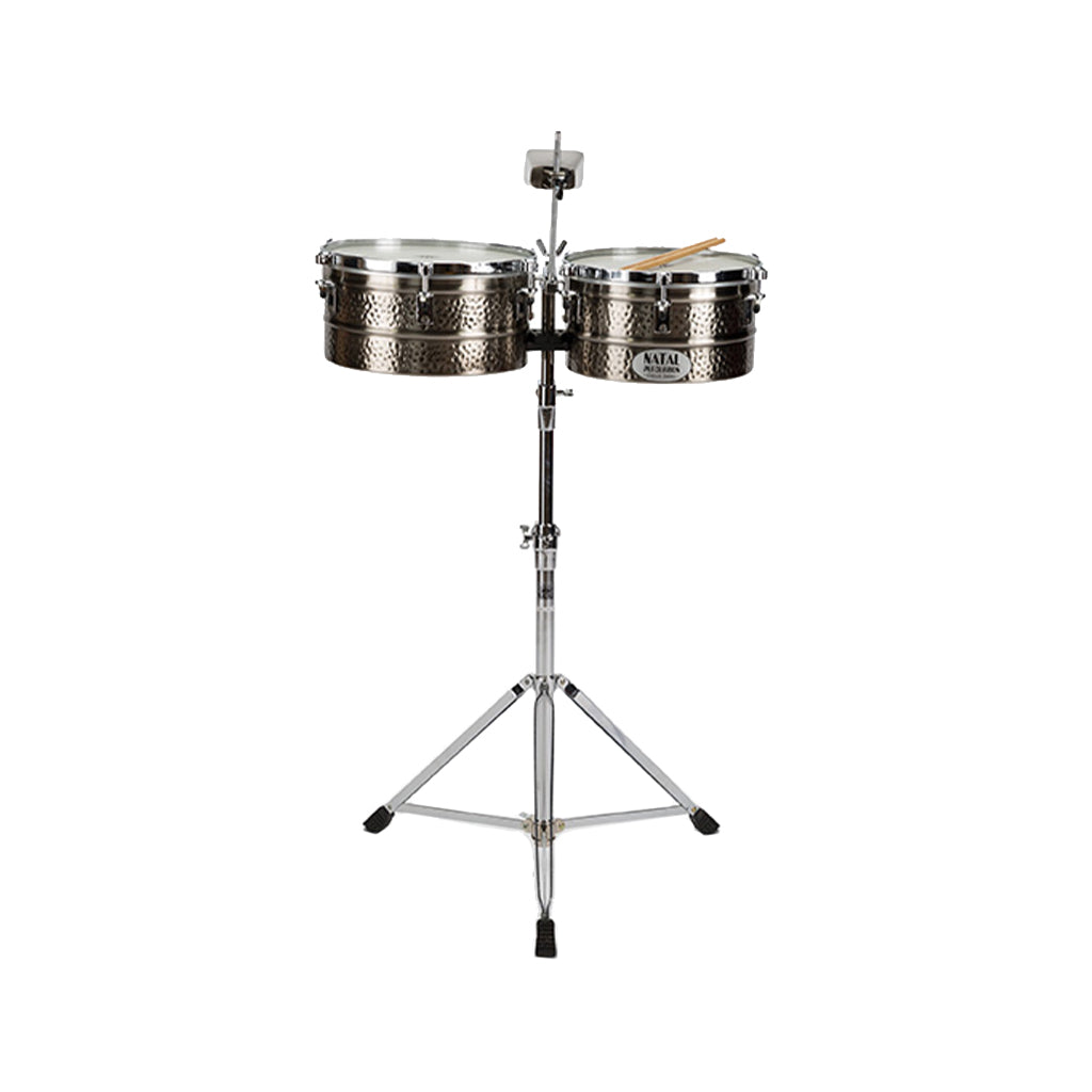 Natal NT1012TNIC Black Nickel Timbales 10inch and 12inch w/Stand