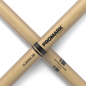 Promark TX2BW Hickory 2B Drumsticks, Wood Tip