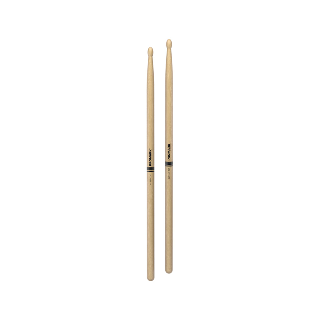 Promark TX747W Hickory 747 Rock Drumsticks, Wood Tip