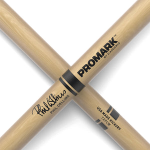Promark TXPCW Hickory PC Phil Collins Drumsticks, Wood Tip