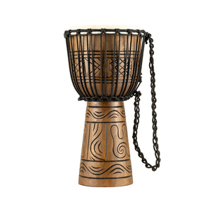 MEINL Percussion HDJ17-M 10inch Rope Tuned Headliner Series Wood Djembe, Artifact Series, Brown