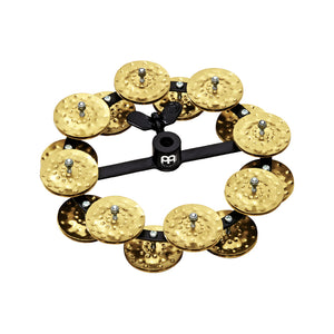 MEINL Percussion HTHH2B-BK Headliner Series Hihat Tambourines, 2 Row, Hammered Brass Jingles