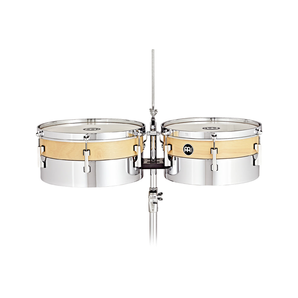 MEINL Percussion HYT1314 13+14inch Hybrid Timbales, Siam Oak/Steel