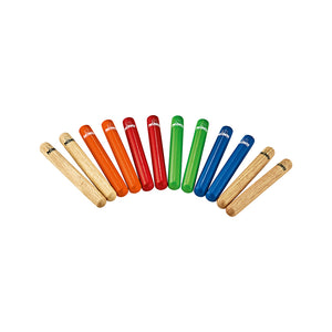 NINO Percussion NINO502-MC 5inch Multi-Colored Wood Claves Pack, 6 Pairs