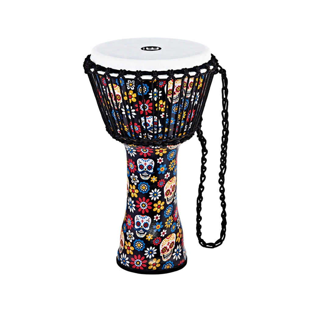MEINL Percussion PADJ7-M-F 10inch Rope Tuned Travel Series Djembe, Synthetic Head, Day Of The Dead
