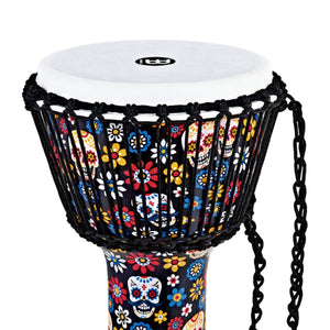 MEINL Percussion PADJ7-M-F 10inch Rope Tuned Travel Series Djembe, Synthetic Head, Day Of The Dead