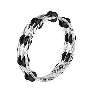 MEINL Percussion TA2BK-WHM Traditional Wood Tambourine, 2 Row, White Marble, Black Plated Jingles