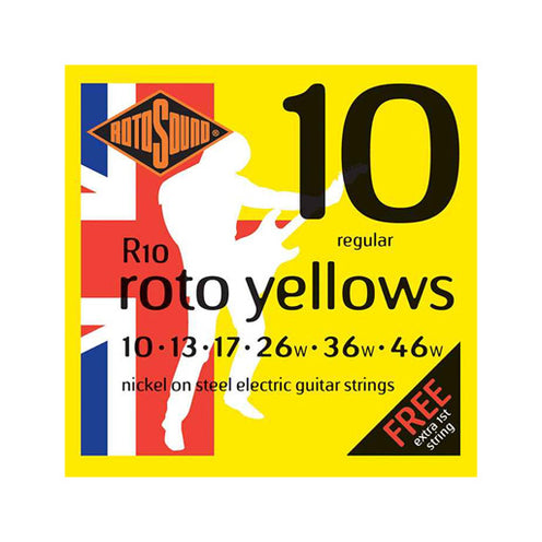 Rotosound R10 Roto Yellows Electric Guitar Strings Set, Regular, 10-46