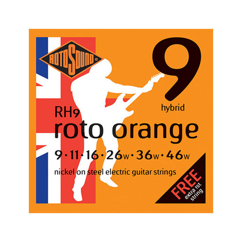 Rotosound RH9 Roto Orange Electric Guitar Strings Set, Hybrid, 9-46
