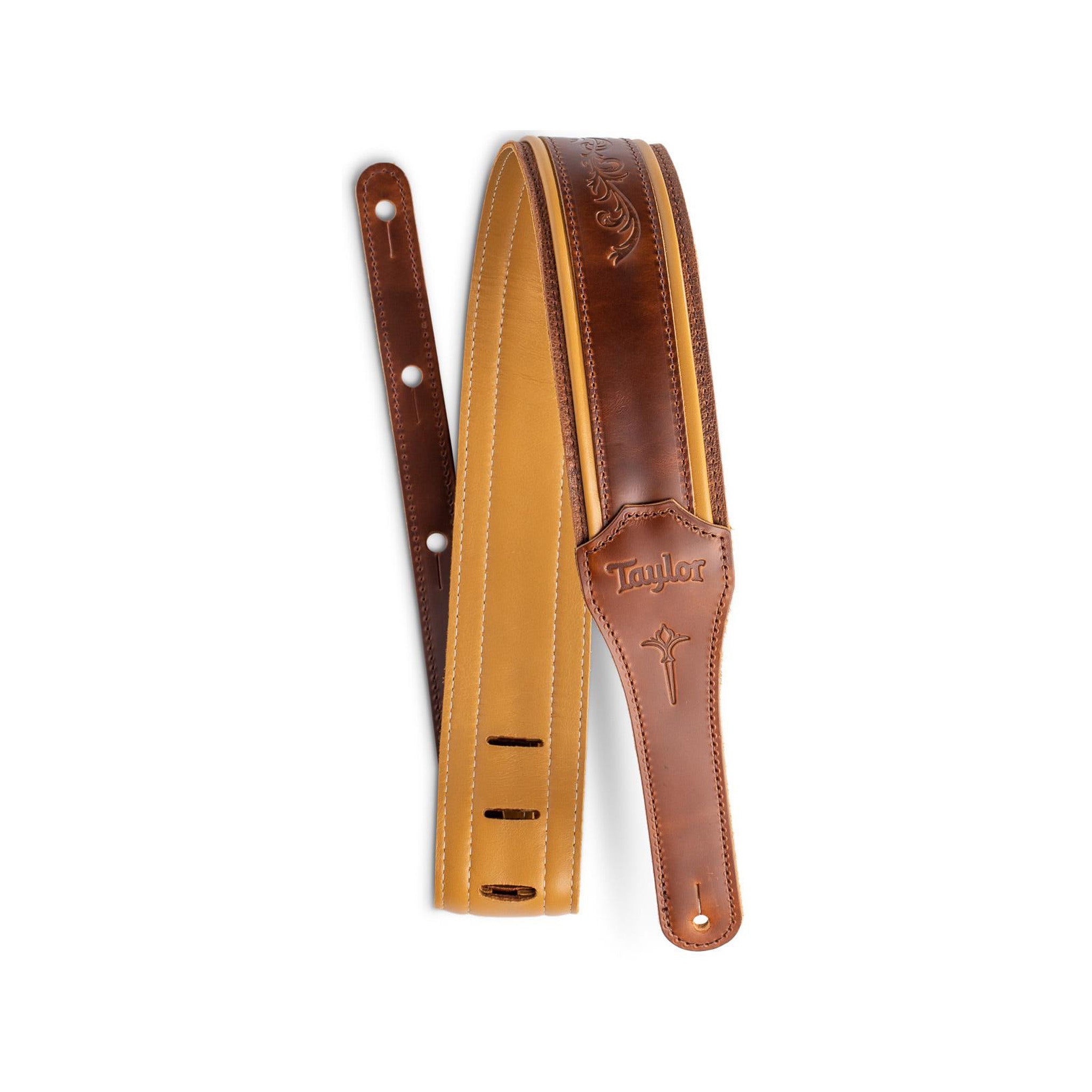 Taylor Nouveau Leather Guitar Strap, Med Brown