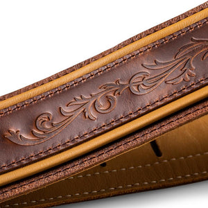 Taylor Nouveau Leather Guitar Strap, Med Brown